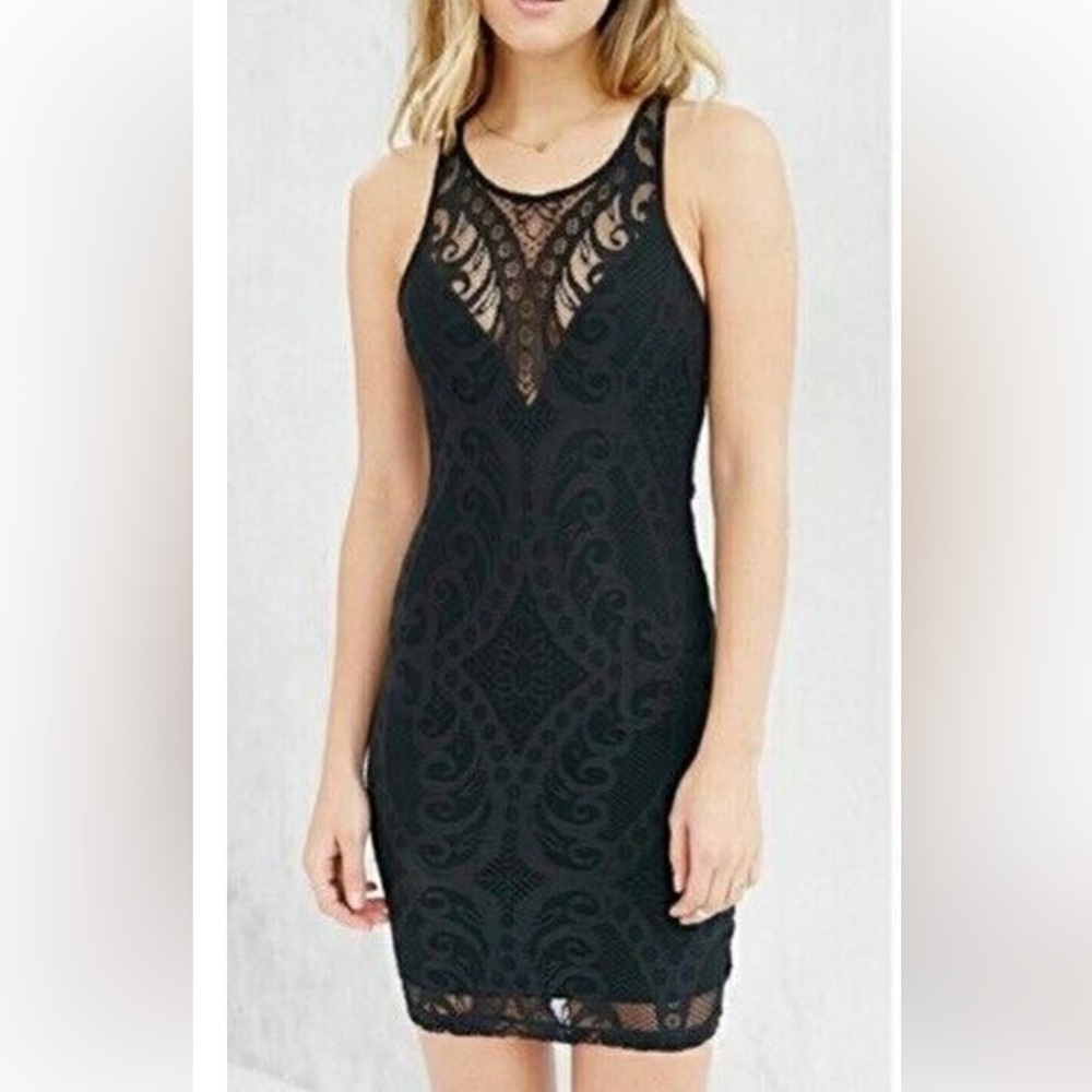 Lovers + Friends Black Lace Backless Dress